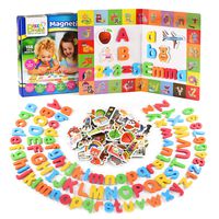 Magnetic Letters and Numbers + Matching A-Z Objects / ABC Magnets, Numbers and Board + E-Book with 35 Learning & Spelling Games Included | Alphabet Magnets and Numbers for Toddlers