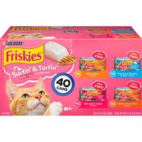 Purina Friskies Wet Cat Food Variety Pack, Surfin' & Turfin' Prime Filets Favorites - (40) 5.5 oz. Cans