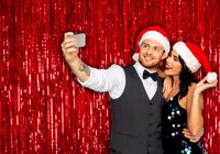 Pack of 2 Red Iridescent Foil Party 3 x 8 Feet Metallic Tinsel Curtains Photo Booth Props for Birthday Bachelorette Wedding Engagement Baby Shower Graduation Retirement Party Decorations