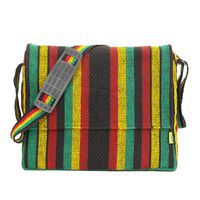 PINZON Messenger Bag Boys Schoolbag for Girls School Bag Satchel Fair Trade for Men Women Hippie Accessories Cross Body Shoulder Bag Denim 13" 14" Laptop Case Canvas Tote Retro Vintage (Rasta)
