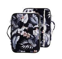 Lazyaunti Zipper Portfolio Organizer A4 Note Pouch-Waterproof Document Bags/Zipper Binder/Paper Case for 12.5" Mac,Tablet,Pens,washi Tape,Journals,Sketch Books（Hibiscus White）