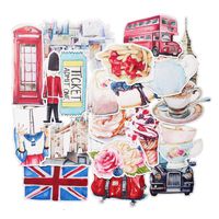 Navy Peony Eccentric England Travel Stickers (20 Pack) - Cute, Waterproof, Durable | Aesthetic Adventure Decals for Water Bottles, Laptops, Scrapbook