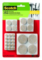 Scotch Brand Felt Pads, Premium Quality, By 3M, Great for protecting linoleum floors, Round, Beige, Assorted Sizes, 162 Pads/Pack - SP845