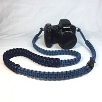 Midnight Blue and Baby Blue Diamonds Paracord DSLR Premium Digital Camera Neck Shoulder Safety Strap With Choice Of Length