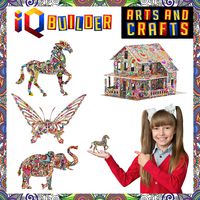 IQ BUILDER | ARTS AND CRAFTS FOR GIRLS AGE 7 8 9 10 11 12 YEAR OLD AND UP | 3D ART COLORING PAINTING ANIMAL PUZZLE SET | FUN CREATIVE DIY TOYS | FAMILY CRAFT KIT WITH SUPPLIES | BEST TOY GIFT FOR KIDS
