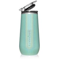BrüMate 12oz Insulated Champagne Flute With Flip-Top Lid - Made With Vacuum Insulated Stainless Steel (Glitter Aqua)