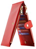 Travelambo Womens Walllet RFID Blocking Bifold Multi Card Case Wallet with Zipper Pocket (CH Red 2177)