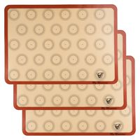 Silicone Macaron Baking Mat - Set of 3 Half Sheet (Thick & Large 11 5/8" x 16 1/2") - Non Stick Silicon Liner for Bake Pans & Rolling - Macaroon/Pastry/Cookie Making - Professional Grade Nonstick