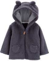 Carter's Zip-Up Sherpa Cardigan Jacket, Navy Sherpa, 24 Months