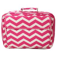World Traveler 17 Inch Laptop Computer Case, Fuchsia White Chevron, One Size