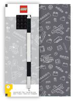 LEGO Stationery Journal with Brick Plate and Gel Pen - Gray Cover with Black Brick and Pen - 96 Wide Ruled Pages - 6" x 8 1/4"