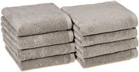 AmazonBasics Quick-Dry Hand Towels, 100% Cotton, Set of 8, Platinum