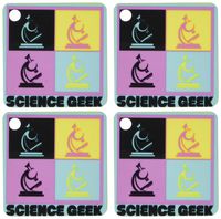 3dRose CMYK Pop art Microscope Science Geek Design Cartoon - Key Chains, 2.25 x 4.5 inches, set of 4 (kc_102397_2)