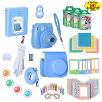 Fujifilm Instax Mini 9 Instant Film Camera Bundle with Over 15 Accessories | 60 Sheets of Instant Film + Mini Nine Leather Case + Photo Album + Lens Filters + Mini Frames + More