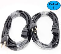 MICRO CONNECTORS, Inc. 15 Feet Universal AC Power Cord UL Approved NEMA 5-15P to C13 Black/ 2-Pack (M05-113UL15-2P)