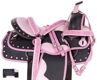Acerugs Beautiful Western Pleasure Trail Barrel Racer Show Horse Saddle Free TACK Set PAD Silver Crystals (Light Pink, 14)