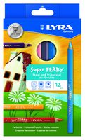 LYRA Super Ferby Giant Triangular Colored Pencil, Lacquered, 6.25mm Lead Core, Set of 12 Pencils, Assorted Colors (3721120)