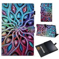 Ostop Compatible with All-New Amazon Fire HD 10 Tablet 2019/2017/2015 Case,Slim Stand Folio Cover PU Leather Flip Wallet Smart Case with Auto Sleep/Wake and Pencil Holder,Colorful Mandala