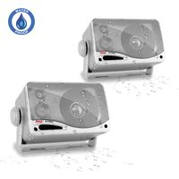 3-Way Waterproof Marine Box Speakers  - 3.5" 200 Watt Dual Indoor Outdoor Speaker System - Weatherproof/Waterproof Outdoor Speaker - Home, Boat, Pool, Patio Indoor Outdoor Use - Pyle PLMR24S (Silver)