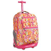 J World New York Sundance Laptop Rolling Backpack, Pink Paisley