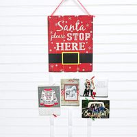 Christmas Card Holder - Santa Please Stop Here
