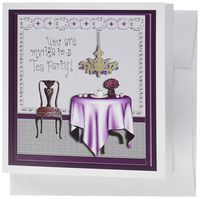 3dRose Tea Party Invitation Tea Party Room Pink - Greeting Cards, 6 x 6 inches, set of 6 (gc_23878_1)