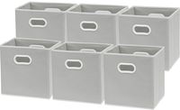 6 Pack - SimpleHouseware Foldable Cube Storage Bin with Handle, Grey (12-Inch Cube)