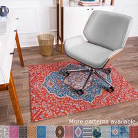 Anji Mountain Chair Mat Rug'd Collection, 1/2" Thick - For All Surfaces, Meknes , Blue and Red Floral Medallion