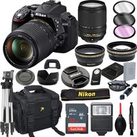 Nikon D5300 DSLR Camera with 18-140mm VR Lens + 32GB Card, Tripod, Flash, and More (20pc Bundle)