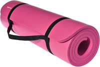AmazonBasics Extra Thick Exercise Yoga Gym Floor Mat with Carrying Strap - 74 x 24 x .5 Inches, Pink