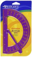 Westcott 180 Degree Protractor with Arm, 6-Inch, Assorted Colors, (14069)