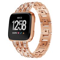KisFace Metal Band for Fitbit Versa,Rhinestone Series Accessories Quick Release Unit Design for Fitbit Versa Band(Classic Rose Gold).