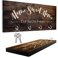 Personalized Key Holder with 12 Design, 3 Rich Wood Options | Housewarming Gift for Couples, Custom Key Ring Holder for Wall, Wedding Gifts for Couple - Mr and Mrs Key Rack