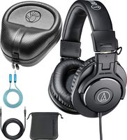 Audio-Technica ATH-M30x Monitor Headphones Bundle with Slappa Full-Sized HardBody Pro Headphone Case, and Blucoil 6-FT Headphone Extension Cable (3.5mm)