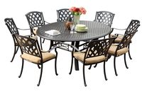 Darlee 201630-9PC-99LD Ocean View Cast Aluminum 9 Piece Round Dining Set and Cushions, 71", Antique Bronze