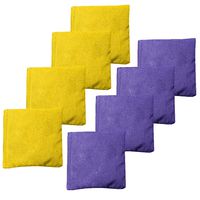 Weather Resistant Cornhole Bean Bags Set of 8 - Regulation Size & Weight - Purple & Yellow