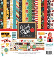 Echo Park Paper Company 1 Back to School Collection Kit Paper, 12-x-12, Blue/Black/Red/Green/Yellow