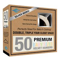 Closet Complete Baby Size, Premium Heavyweight, Velvet Hangers Chrome Hooks, Set of 50, 50, Ivory