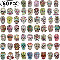 Sugar Skull Stickers Pack, Laptop Skull Decals for Dia De Los Muertos, Mexican Day of Dead Sticker for Water Bottle, Luggage, Bike, Computer, Skateboard Vinyl Decal Pack, 60 Styles (60 Pieces)