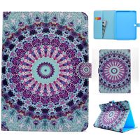 Ostop Compatible with Samsung Galaxy Tab 4 10.1(SM-T530/T531) Tablet Case,Premium Stand Folio Case Slim Wallet PU Leather Smart Cover with Auto Sleep/Wake,Green Mandala Flowers