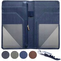 Server Book for Waiters Organizer - 5" x 9" Size - Restaurant Staff Waitress Money Check Holder and Server Wallet - with Zipper Cash Pocket, Wine Opener and Pen Holder (Navy Blue)