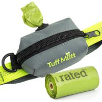 Tuff Mutt Poop Bag Holder Attaches to Dog Leash, Includes 1 Roll of Earth Rated Poop Bags, Waste Bag Dispenser and Lightweight Fabric. Makes a Great Walking, Running or Hiking Accessory
