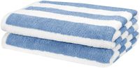 AmazonBasics Cabana Stripe Beach Towel - Pack of 2, Sky Blue