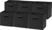 6 Pack - SimpleHouseware Foldable Cube Storage Bin with Handle, Black (12-Inch Cube)