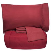 Sweet Home Collection 5 Piece Bag Comforter Set Solid Color All Season Soft Down Alternative Blanket & Luxurious Microfiber Bed Sheets, Twin XL, Burgundy