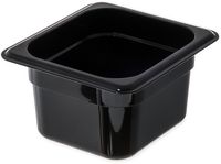 Carlisle 3068403 StorPlus Sixth Size Food Pan, Polycarbonate, 4" Deep, Black (Pack of 6)
