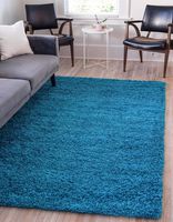 Unique Loom Solo Solid Shag Collection Modern Plush Turquoise Area Rug (6' 0 x 9' 0)