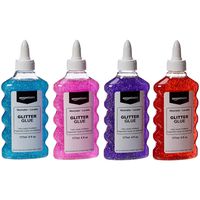 AmazonBasics Liquid Washable Glitter Glue, Assorted Colors (Purple/Pink/Red/Blue), 6 oz. Each, 4-Count