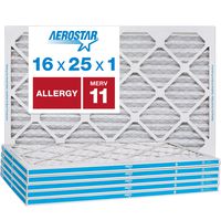 Aerostar 16x25x1 MERV 11 Pleated Air Filter, Made in the USA, 6-Pack