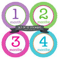 Months in Motion Baby Monthly Stickers - Baby Milestone Stickers - Newborn Girl Stickers - Month Stickers for Baby Girl - Baby Girl Stickers - Newborn Monthly Milestone Stickers - Style 200
